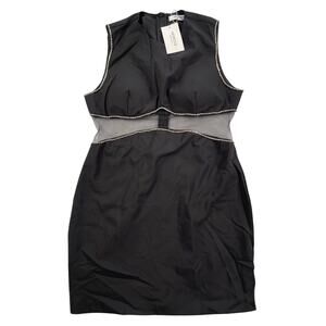 Heiress Beverly Hills Dress Women XL Black Rhinestone Sheer Waistband Padded Bra